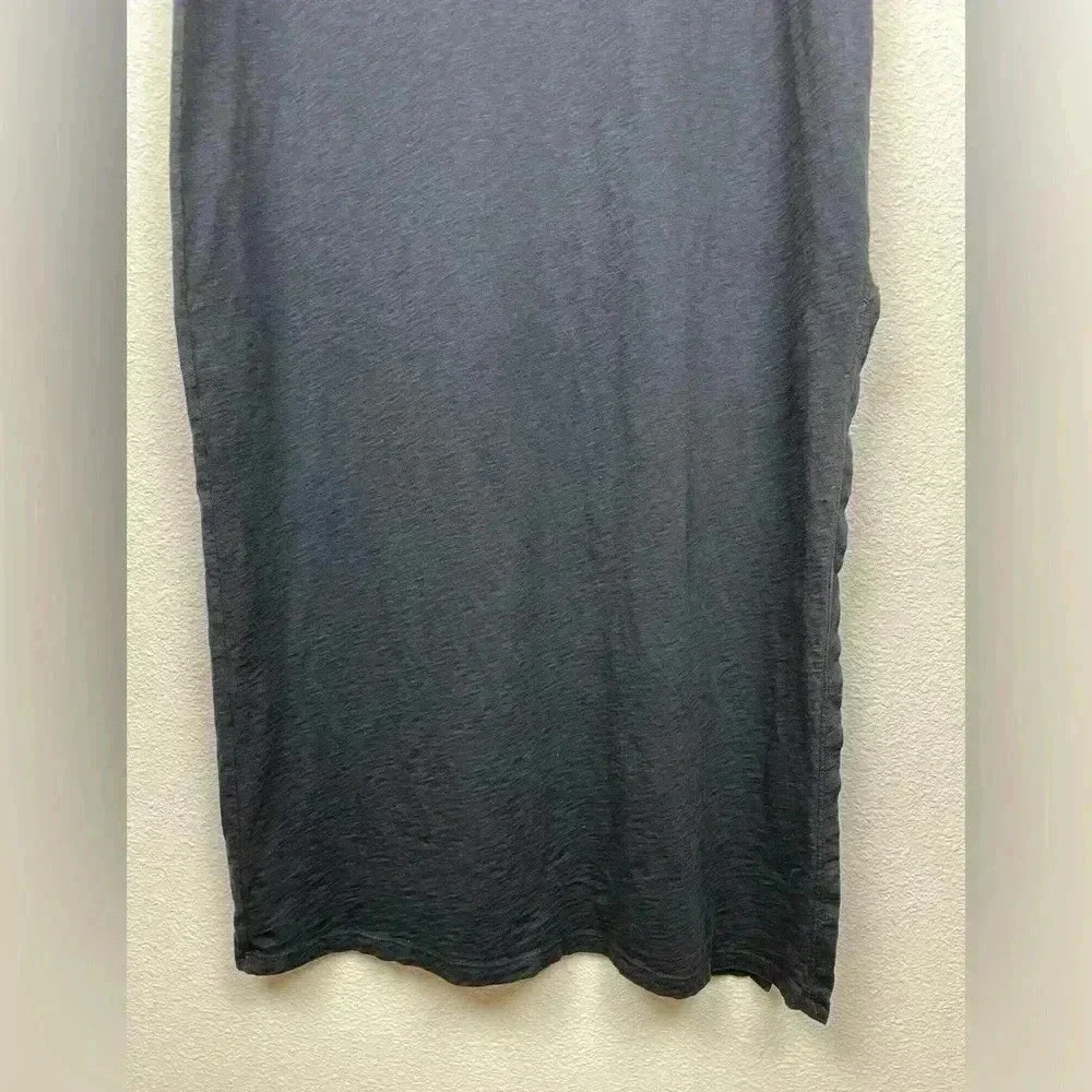 VELVET by Graham Spencer Black Vintage Slub Maxi Dress T-Shirt Leg Slit Medium - Picture 3 of 13